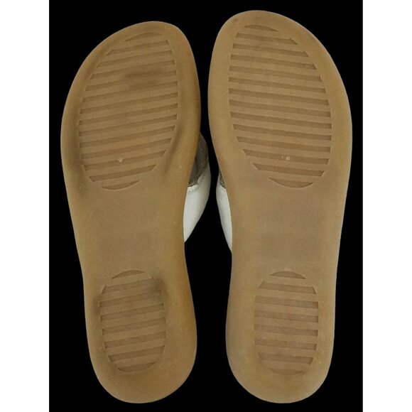 Vintage Leather Flip Flops Womens Size 6.5 Made in Italy Sandals White Leather W - Picture 7 of 7